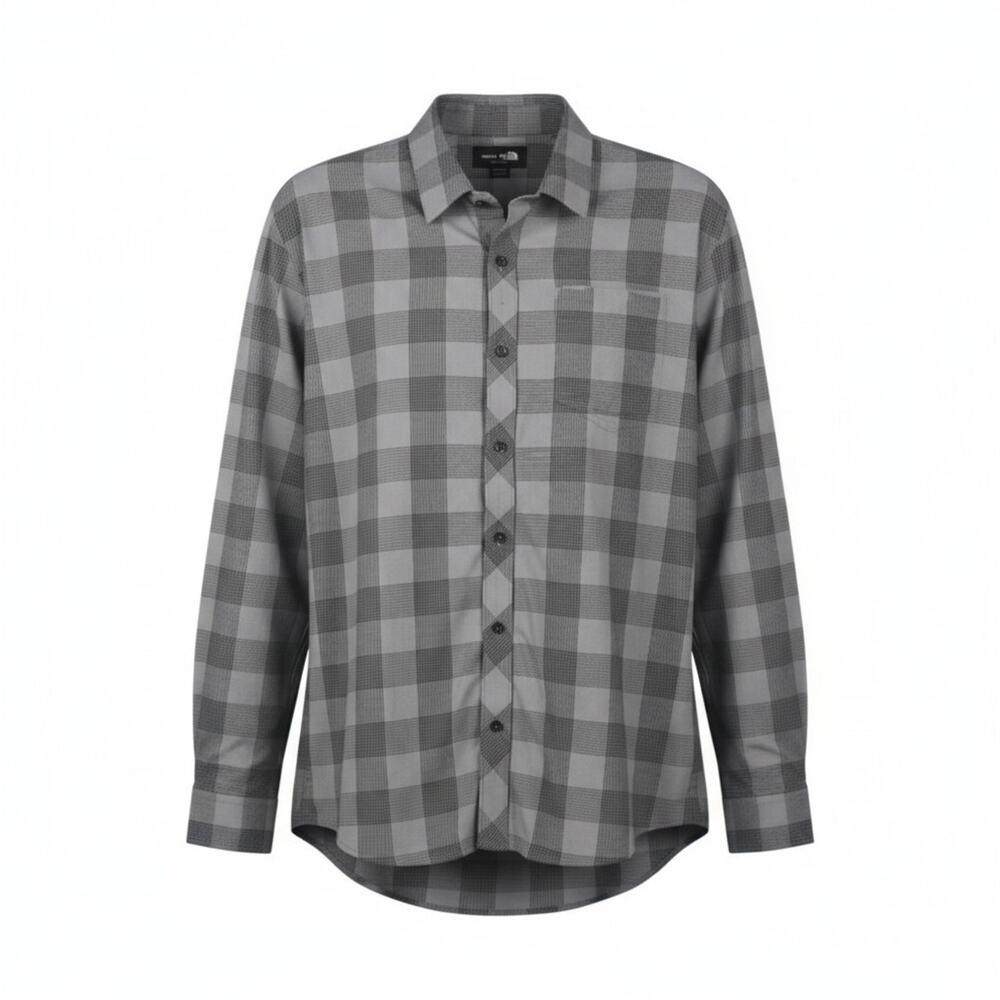 Travis Mathew Plaid Button Up Grey Size Large Small Flaw